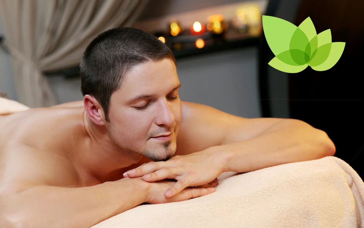 Handsome Man Relaxing in Spa